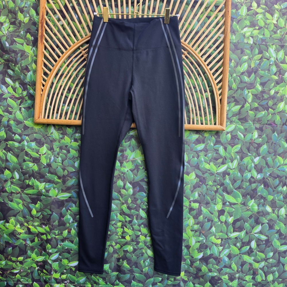 Fabletics PowerHold High Waisted Leggings Black Reflective Stripe Small